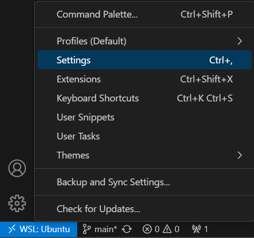 vscode open settings