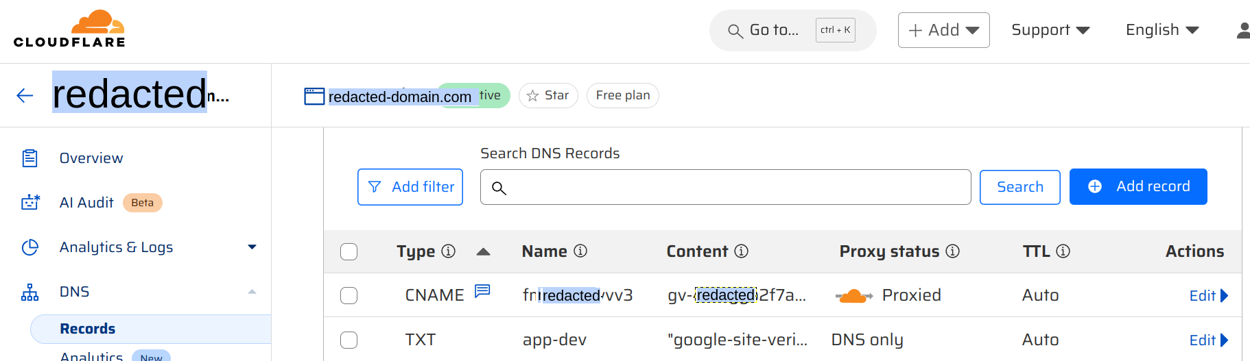 cloudflare dns setup